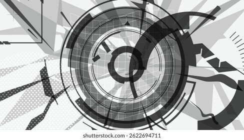 Cyber Futuristic Abstract Background Bold Wireframe Texture Elements and Modern Comic Style Shapes And Dynamic Effects and Icons Design
