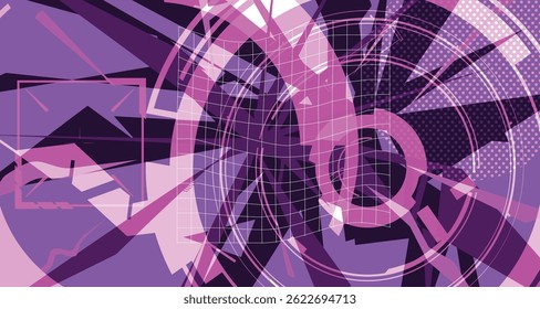 Cyber Futuristic Fundo abstrato negrito Wireframe Textura Elementos e modernas formas de estilo cômico e efeitos dinâmicos e design de ícones