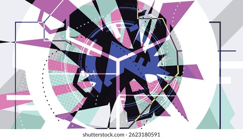 Fondo Abstractas futurista cibernético Elementos audaces de la textura del marco de alambre y Formas modernas del estilo del cómic y efectos dinámicos y diseño de los iconos