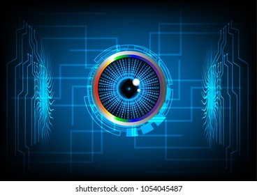 cyber futuristic eye future abstract technology background vector illustrations. eyeball futuristic cyber security protection network scan data internet online search high technology concept