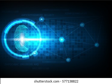 Cyber futuristic technology abstract with security protection of fingerprint, Vector illustration