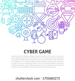 Concepto de línea de juego cibernético. Ilustración vectorial del diseño de esquema.