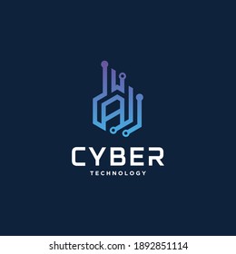 cyber gear initial Letter A Logo design