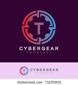 cyber gear initial Letter T Logo design