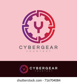 cyber gear initial Letter Y Logo design