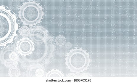 Cyber Gears wheel and Cock on Gray Technology Background,vector