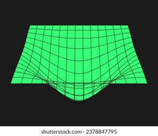Cyber geometry y2k element. Cyberpunk shape. Isolated style on black background. Vector trendy illustration.