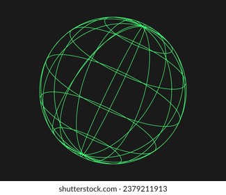 Cyber geometry y2k element. Cyberpunk shape. Isolated style on black background. Vector trendy illustration.