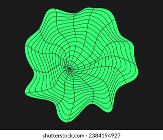 Cyber geometry y2k element. Cyberpunk shape. Isolated style on black background. Vector trendy illustration.