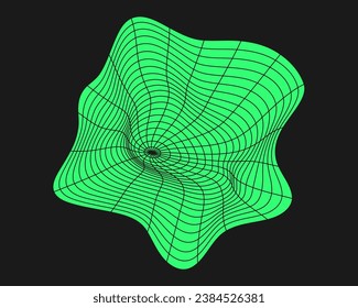 Elemento y2k de geometría cibernética. Forma de ciberpunk. Estilo aislado sobre fondo negro. Ilustración de moda vectorial.