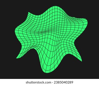 Elemento y2k de geometría cibernética. Forma de ciberpunk. Estilo aislado sobre fondo negro. Ilustración de moda vectorial.