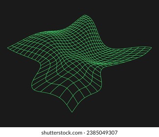 Elemento y2k de geometría cibernética. Forma de ciberpunk. Estilo aislado sobre fondo negro. Ilustración de moda vectorial.