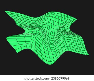 Cyber geometry y2k element. Cyberpunk shape. Isolated style on black background. Vector trendy illustration.