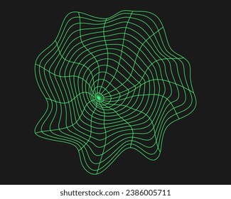 Cyber geometry y2k element. Cyberpunk shape. Isolated style on black background. Vector trendy illustration.