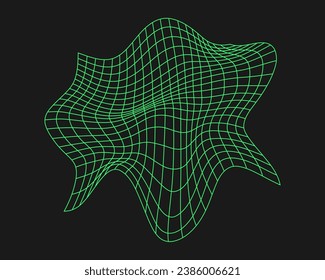 Elemento y2k de geometría cibernética. Forma de ciberpunk. Estilo aislado sobre fondo negro. Ilustración de moda vectorial.