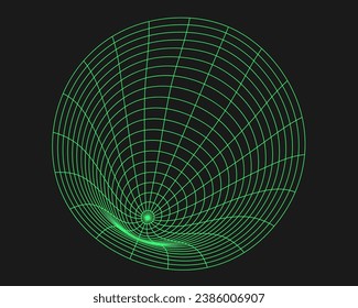 Cyber geometry y2k element. Cyberpunk shape. Isolated style on black background. Vector trendy illustration.