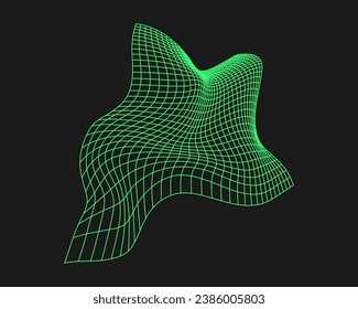 Cyber geometry y2k grid. Cyberpunk shape. Isolated style on black background. Vector trendy illustration.