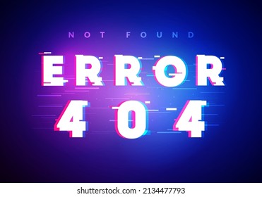 Cyber Glitch Label With Text Error 404 - Not Found