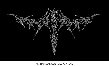 Cyber gothic ornamental, cyber sigilism intricate patterns, neo tribal abstract symmetrical shapes vector design