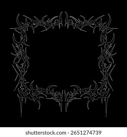 cyber gothique cadre symétrique en noir tribal abstrait forme libre style Image vectorielle design	