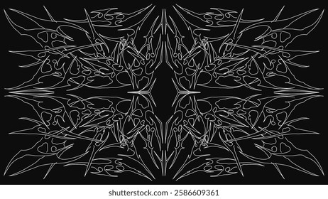 Cyber gothic symmetrical shapes vector illustration on background, intricate neo tribal sigilism Pattern ornamental design	