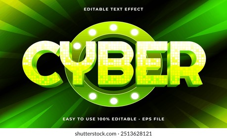 cyber gradient text style effect template, 3D glow light editable text effect