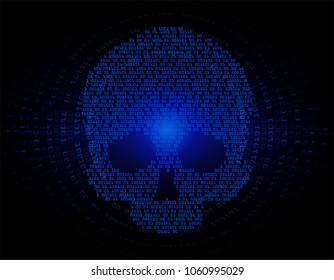 cyber hacker attack background, skull vector
