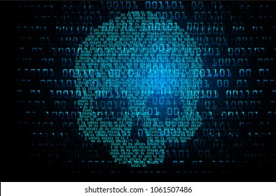 cyber hacker attack background, skull vector