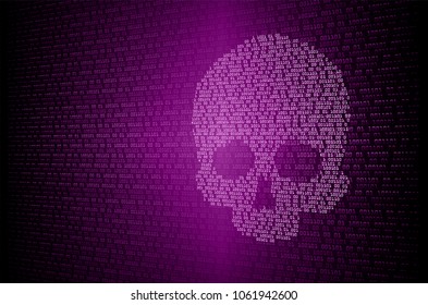 cyber hacker attack background, skull vector