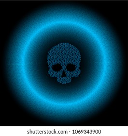 cyber hacker attack background, skull vector