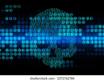 cyber hacker attack background, skull vector