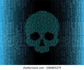cyber hacker attack background, skull vector