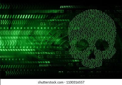 cyber hacker attack background, skull vector