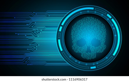 cyber hacker attack background, skull vector