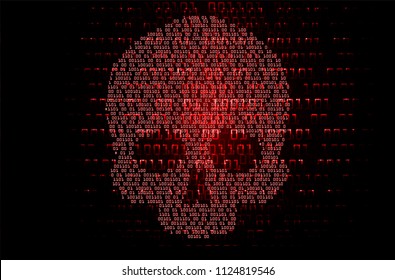 cyber hacker attack background, skull vector