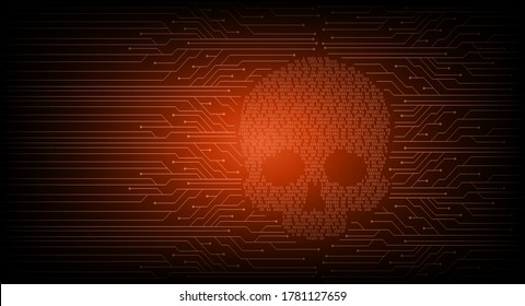 cyber hacker attack background, skull vector