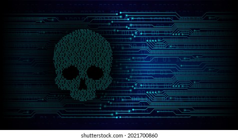 cyber hacker attack background, skull vector