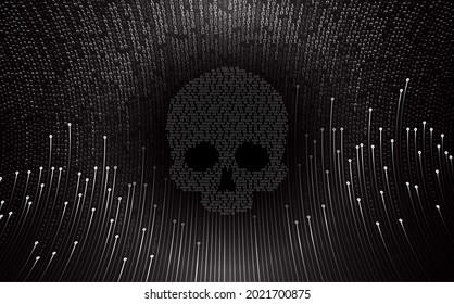 cyber hacker attack background, skull vector