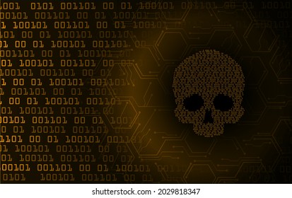 cyber hacker attack background, skull vector