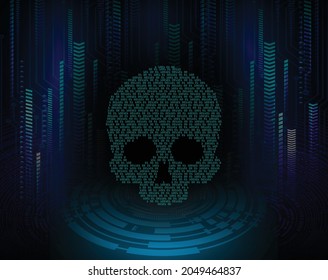 cyber hacker attack background, skull vector