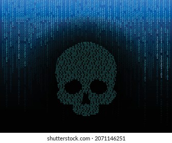 cyber hacker attack background, skull vector