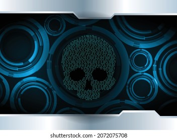 cyber hacker attack background, skull vector