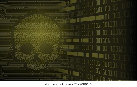 cyber hacker attack background, skull vector