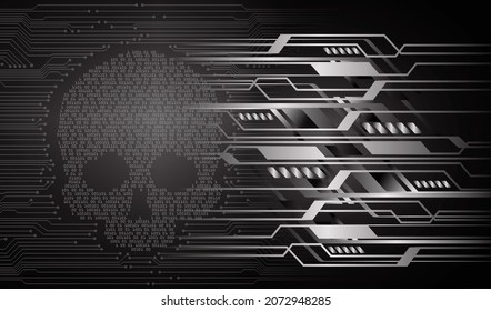 cyber hacker attack background, skull vector
