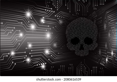 cyber hacker attack background, skull vector