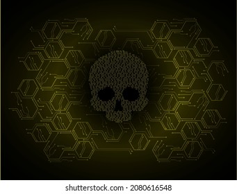 cyber hacker attack background, skull vector