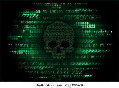 cyber hacker attack background, skull vector