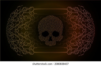 cyber hacker attack background, skull vector