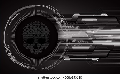 cyber hacker attack background, skull vector