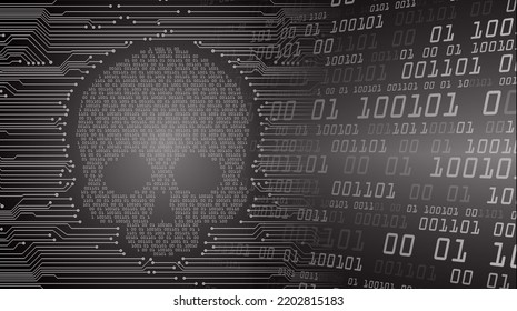cyber hacker attack background, skull vector